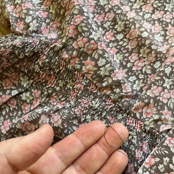 Peasant Blouse & Maxi Skirt Set Vintage Calico Floral Print Home Made - Picture 10 of 11